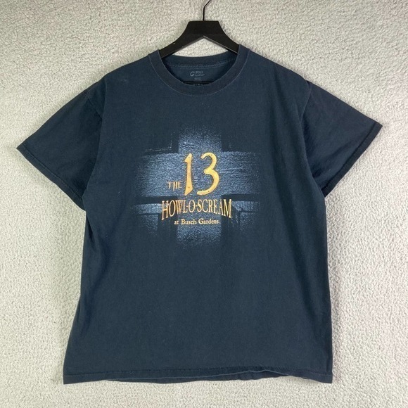 Busch Gardens Howl O Scream The 13 Halloween T-Shirt Mens Sz Large Black Graphic - Picture 5 of 8